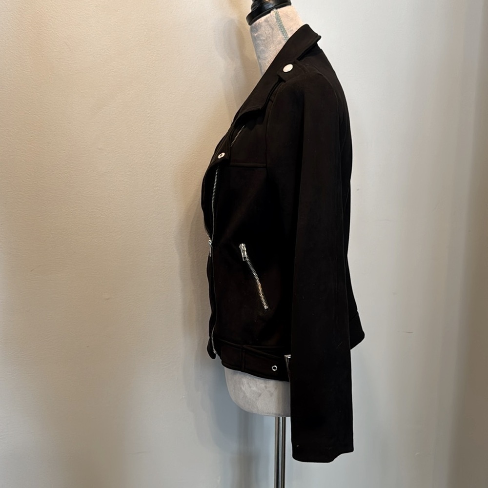 White Birch black faux suede moto jacket EUC M - Picture 3 of 11